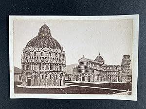 Italie, Pise, Baptistère, Cathédrale et Tour Penchée, vintage CDV albumen print