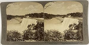 USA, Niagara, Chute America et Luna Falls, Vintage print, ca.1900, Stéréo