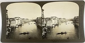Italie, Venise, Vue générale du Grand Canal, Vintage print, ca.1890, Stéréo