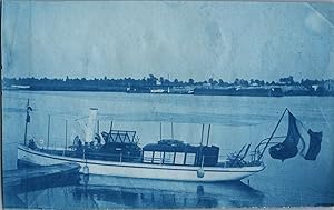 France, Bacquencourt, Bateau Caprice, vintage cyanotype print, ca.1890