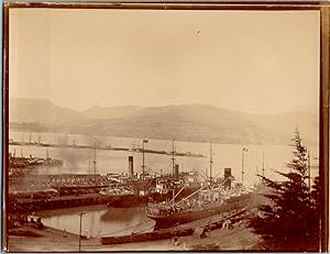 New Zealand, Dunedin, Port Chalmers, Cargo Ships, vintage silver print, ca.1920