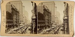 Underwood, USA, Chicago, Randolph Street, vintage stereo print, 1892