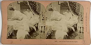 Kilburn, Last in Bed Puts out the Light, vintage stereo print, 1899