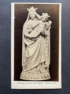 Statue Notre-Dame de Grâce de Honfleur, vintage albumen print, ca.1870