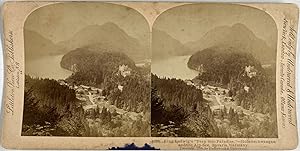 Allemagne, Bavière, Vue du Château d'Hohenschwangau, Vintage print, circa 1890, Stéréo