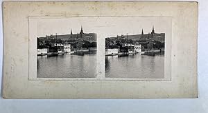 Allemagne, Bingen am Rhein, Sur les bords du Rhin, Vintage print, circa 1880, Stéréo