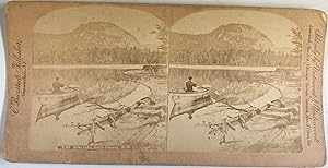 Etats-Unis, North Conway, Lac Echo, Vintage print, circa 1890, Stéréo