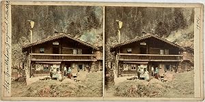 Autriche, Zemmgrund, Vue d'un chalet, Vintage print, circa 1900, Stéréo