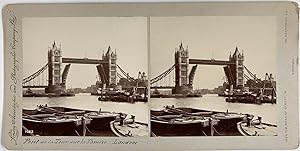 England, London, Tower Bridge, vintage stereo print, ca.1900