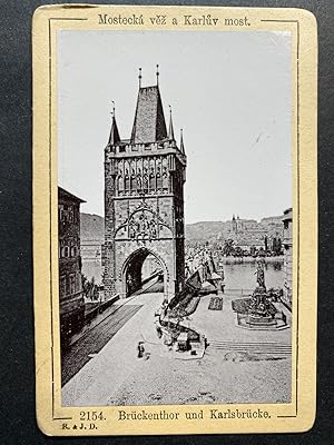 Prague, Tour du Pont Charles, Starom stská mostecká v  , vintage print, ca.1870