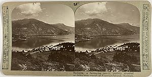 Norvège, Balholm et le lac, Vintage print, ca.1900, Stéréo