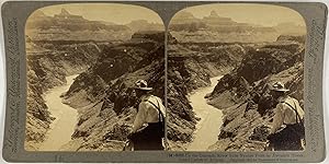 USA, Grand Canyon et la rivière Colorado, Pyrites Point, Zoroaster Tower, Vintage albumen print, ...