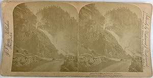 Norvège, Fjord d'Hardanger, Chutes Laatefos, Vintage print, circa 1880, Stéréo