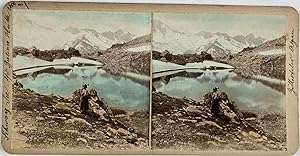 Autriche, Alpes Autrichiennes, Vue de la Mer Noire, Vintage print, circa 1900, Stéréo
