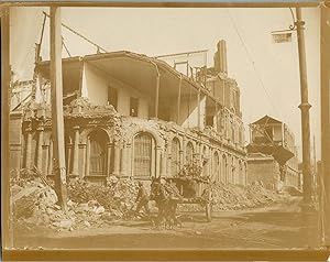 Chili, Valparaiso, Tremblement de Terre de 1906, Rue Détruite et Attelage, vintage citrate print