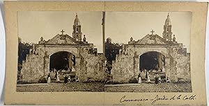 Mexique, Cuernavaca, Jardin de la Cathédrale, vintage stereo print, 1906