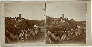 République Tchèque, Luznice, Ruines du château de Dobronice, vintage stereo print, 1901