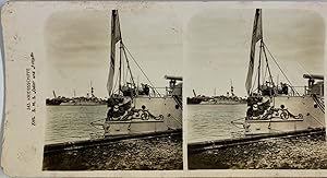 Allemagne, Première Guerre mondiale, Navires de Guerre Odin et Fritjoff, vintage stereo print, ca...