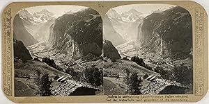 Suisse, Lauterbrunnen, Vue prise de la Wengen, vintage stereo print, ca.1900