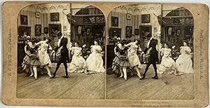 Etats-Unis, The French dancing Master, Vintage print, circa 1890, Stéréo