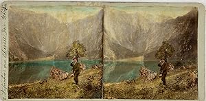 Allemagne, Bavière, Vue du lac Obersee, Vintage print, circa 1900, Stéréo