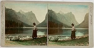 Autriche, Tyrol du Sud, Toblacher dans les Dolomites , Vintage print, circa 1900, Stéréo