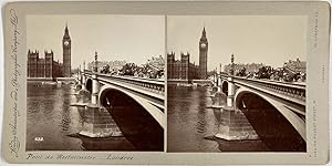 England, London, Westminster Bridge, vintage stereo print, ca.1900