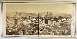 Bernoud, Italie, Florence, Panorama depuis la Basilique Santo Spirito, vintage stereo print, ca.1860