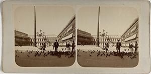 Italie, Venise, Place Saint Marc, Vintage stereo print, ca.1880