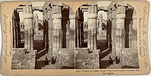 Singley, Egypt, Temple of Luxor, Lotus Pillars and Grand Colonnade, vintage stereo print, 1899