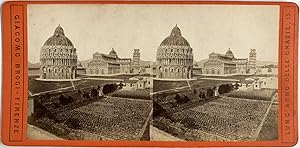 Brogi, Italie, Pise, Tour, Cathédrale et Baptistère, vintage stereo print, ca.1880