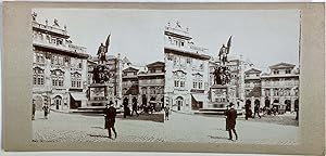 République Tchèque, Prague, Mémorial à Radetzky, vintage stereo print, ca.1900