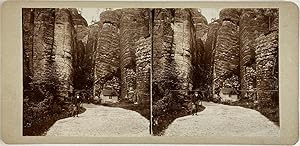 République Tchèque, Parc National de Adrspach, Porte en Pierre, vintage stereo print, ca.1900