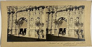 Mexique, Zacatecas, Portail de la Cathédrale, vintage stereo print, 1906