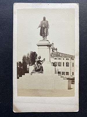 Italie, Milan, Monument à Camillo Benso comte de Cavour, vintage albumen print, ca.1870