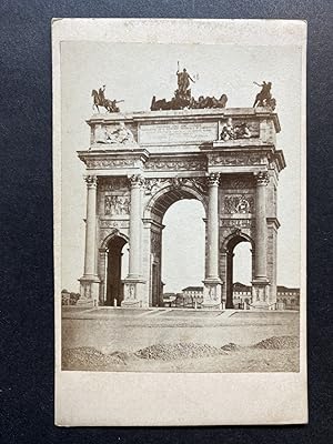 Italie, Milan, Arc de la Paix, Arco della Pace, vintage albumen print, 1864