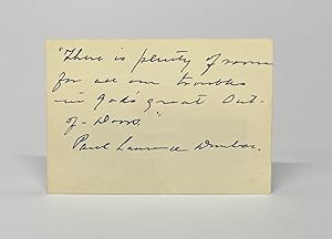 Autograph note signed by Paul Laurence Dunbar