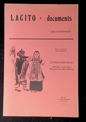 Seller image for Lacito Documents Asie Austronsien Littrature orale Birmanie Core Japon Mongolie Nouvelle-Caldonie for sale by LibrairieLaLettre2