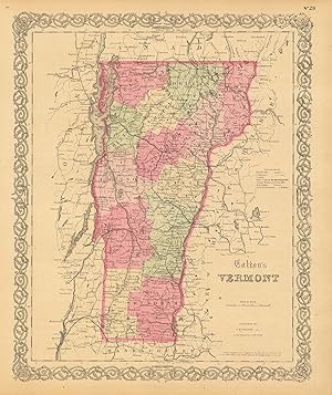 Bild des Verkufers fr Colton's 1865 Map of Vermont zum Verkauf von Art Source International Inc.