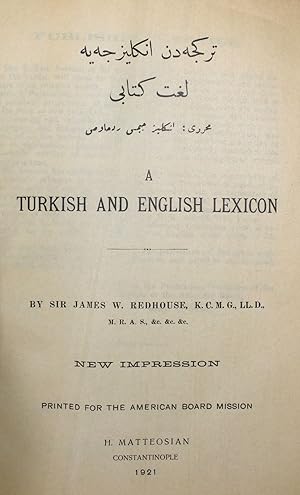 Seller image for A Turkish and English Lexicon for sale by Minotavros Books,    ABAC    ILAB