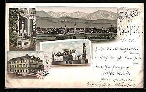 Seller image for Lithographie Klagenfurt, Ortsansicht aus der Ferne, Lindwurm, Schiberth-Garten for sale by Bartko-Reher