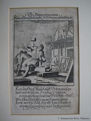 "Der Zimmermann". - Originaler Kupferstich von Weigel. Bildgröße: 9 x 7,5 cm. Unterhalb der Darst...