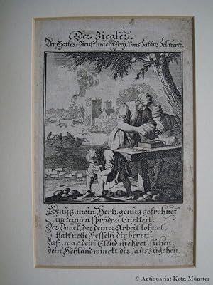 Ziegelherstellung - "Der Ziegler". - Originaler Kupferstich von Weigel. Bildgröße: 9 x 7,5 cm. Un...