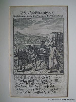 "Der Fuhrmann". - Originaler Kupferstich von Weigel. Bildgröße: 9 x 7,5 cm. Unterhalb der Darstel...