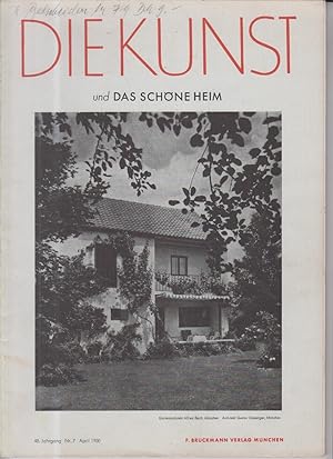 Seller image for Die Kunst und Das schne Heim. 48. Jahrgang, Heft 7, April 1950 Monatsschrift fr Malerei, Plastik, Graphik, Architektur und Wohnkultur. for sale by Allguer Online Antiquariat