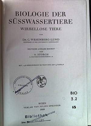 Biologie der Süsswassertiere : Wirbellose Tiere.