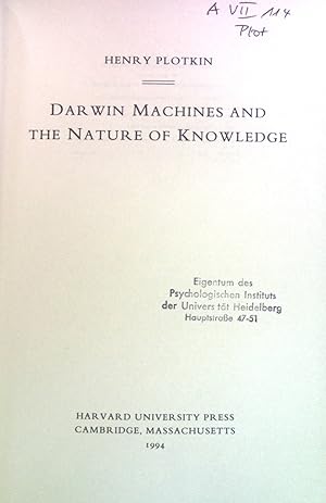 Bild des Verkufers fr Darwin Machines ad the Nature of Knowledge. zum Verkauf von books4less (Versandantiquariat Petra Gros GmbH & Co. KG)