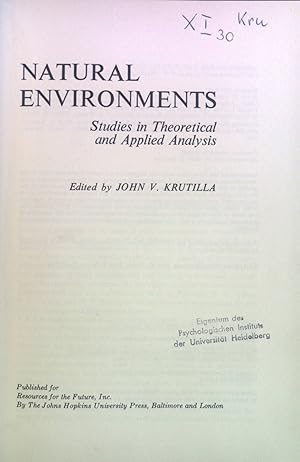 Immagine del venditore per Natural Environments: Studies in Theoretical and Applied Analysis. Resources for the Future venduto da books4less (Versandantiquariat Petra Gros GmbH & Co. KG)