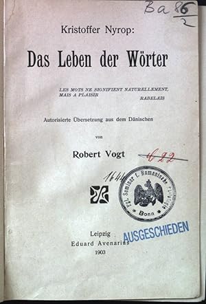 Imagen del vendedor de Das Leben der Wrter. a la venta por books4less (Versandantiquariat Petra Gros GmbH & Co. KG)