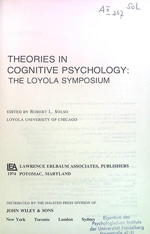 Seller image for Theories in Cognitive Psychology: The Loyola Symposium. for sale by books4less (Versandantiquariat Petra Gros GmbH & Co. KG)
